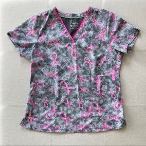 Premiere by Healing Hands Scrub Top Breast CA ribbon